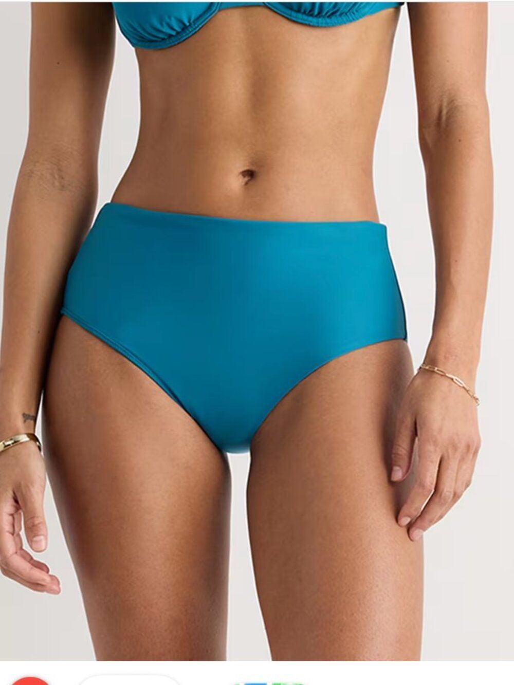 Quince Italian High Rise Bikini Bottoms Teal Blue Size M Vacation Resort Minimal